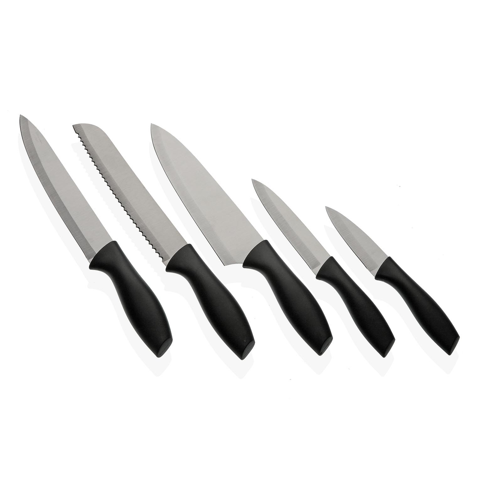 Tacoma con 5 cuchillos mango negro.
