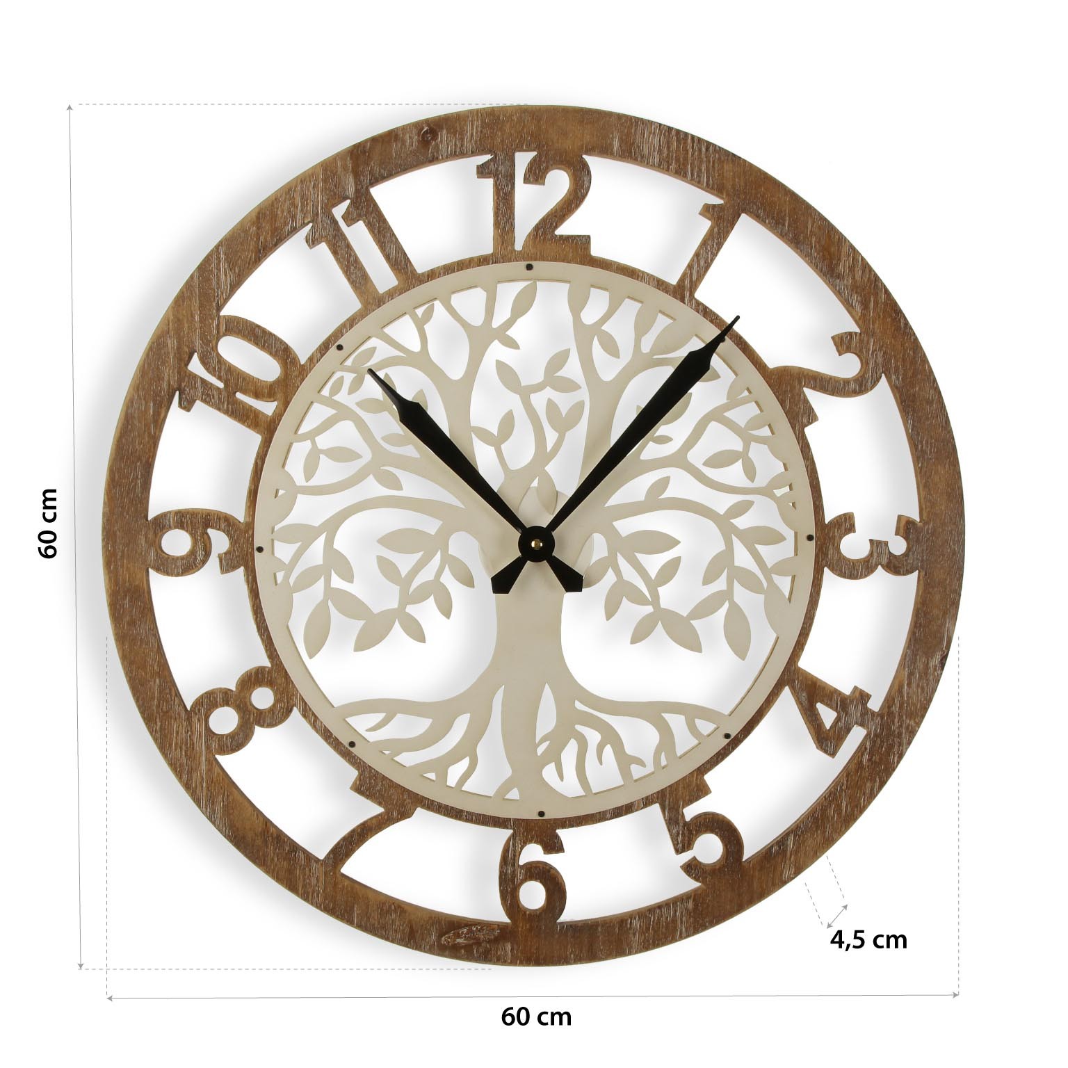 Reloj pared madera 55x5x55 madera metal Salón Versa